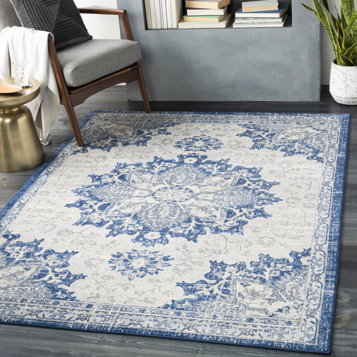 Charlton Home® Swaney Machine Woven / Power Loomed Jute/Sisal Blue Rug